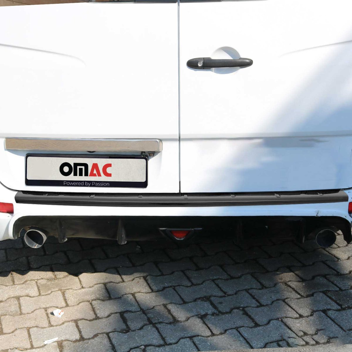 Mercedes Sprinter W907 Rear Bumper Sill Cover - Omac - Acrylic - Gloss Black - 2019-2025 Mercedes Sprinter W907 Rear Bumper Sill Cover - Omac - Acrylic - Gloss Black - 2019-2025